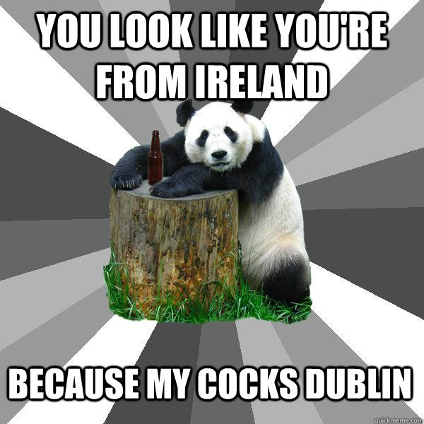 You look like you're From Ireland Because my cocks Dublin - You look like you're From Ireland Because my cocks Dublin  Pickup-Line Panda