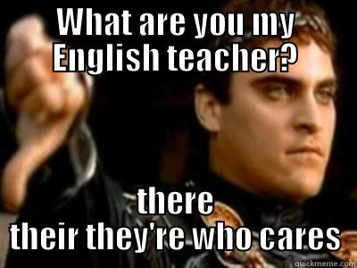 English lessons - WHAT ARE YOU MY ENGLISH TEACHER? THERE THEIR THEY'RE WHO CARES Downvoting Roman