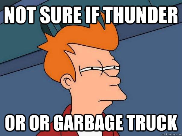 not sure if thunder or or garbage truck  Futurama Fry