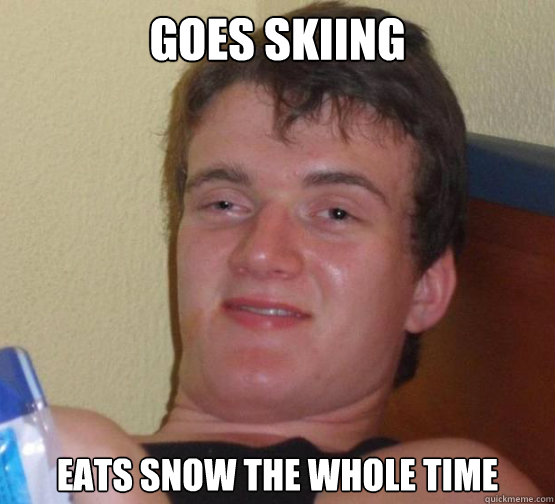 Goes skiing eats snow the whole time  10 Guy ordering Pizza