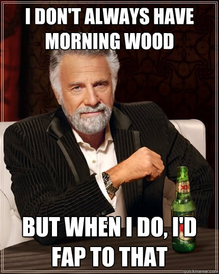 I don't always have morning wood But when I do, I'd fap to that  The Most Interesting Man In The World