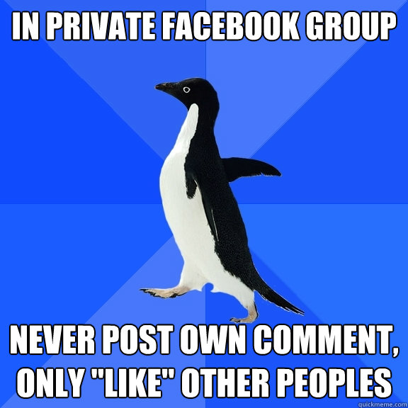 in private facebook group never post own comment, only 