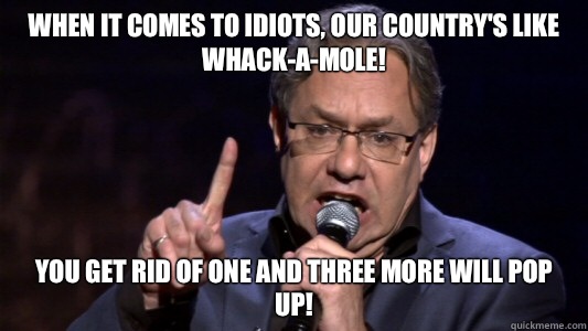 When it comes to idiots, our country's like Whack-A-Mole! You get rid of one and three more will pop up!  Lewis Black Political Correctness