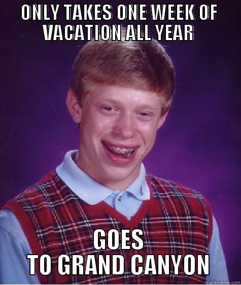 ONLY TAKES ONE WEEK OF VACATION ALL YEAR GOES TO GRAND CANYON Bad Luck Brian