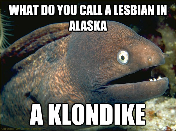 What do you call a lesbian in Alaska A KlonDike  Bad Joke Eel