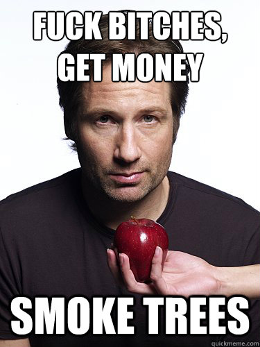 Fuck bitches,
get money smoke trees - Fuck bitches,
get money smoke trees  Irresistible Hank Moody