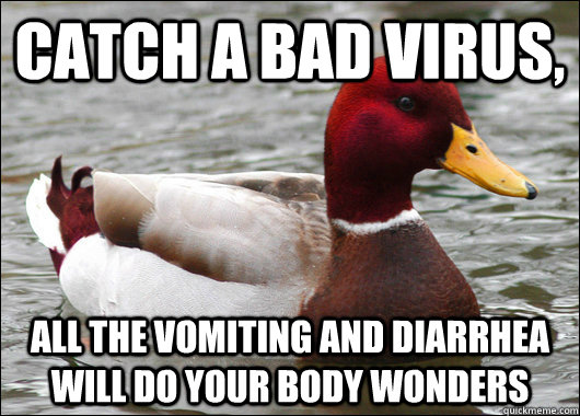 Catch a bad virus, all the vomiting and diarrhea will do your body wonders   Malicious Advice Mallard
