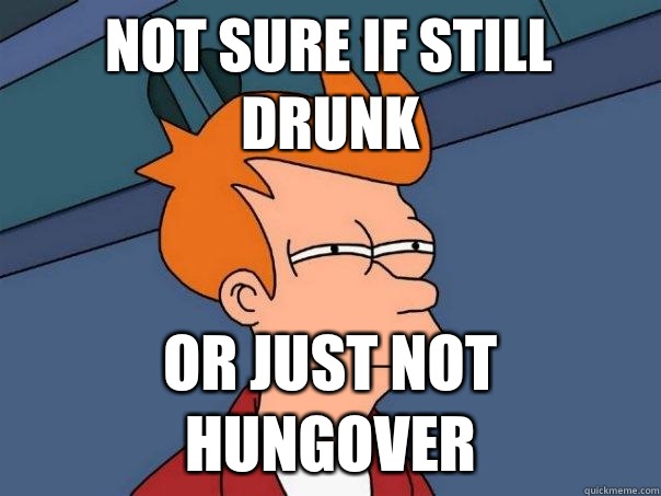 not sure if still drunk or just not hungover  Futurama Fry
