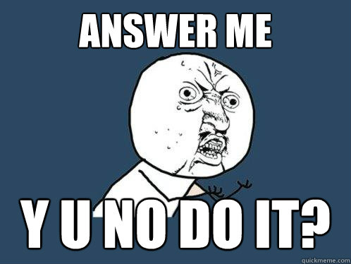 ANSWER ME Y U NO DO IT?  Y U No