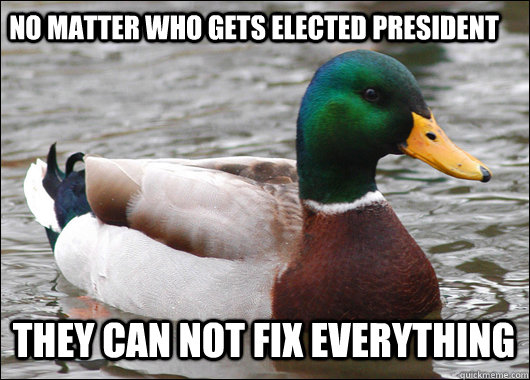 No matter who gets elected president They can not fix everything    Actual Advice Mallard