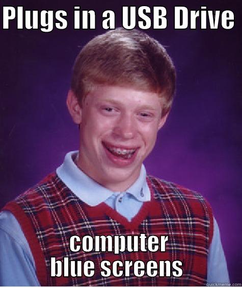 PLUGS IN A USB DRIVE  COMPUTER BLUE SCREENS  Bad Luck Brian