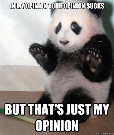 In my opinion your opinion sucks but that's just my opinion - In my opinion your opinion sucks but that's just my opinion  Opinion Bear