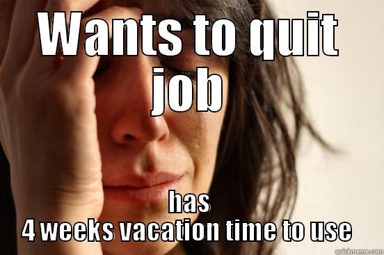 WANTS TO QUIT JOB HAS 4 WEEKS VACATION TIME TO USE  First World Problems