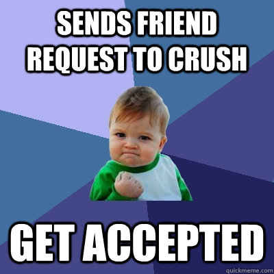 Sends friend request to crush get accepted  Success Kid