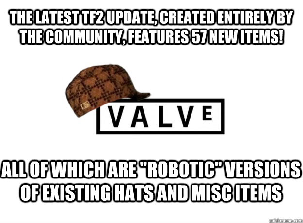 THE LATEST TF2 UPDATE, CREATED ENTIRELY BY THE COMMUNITY, FEATURES 57 NEW ITEMS! ALL OF WHICH ARE 