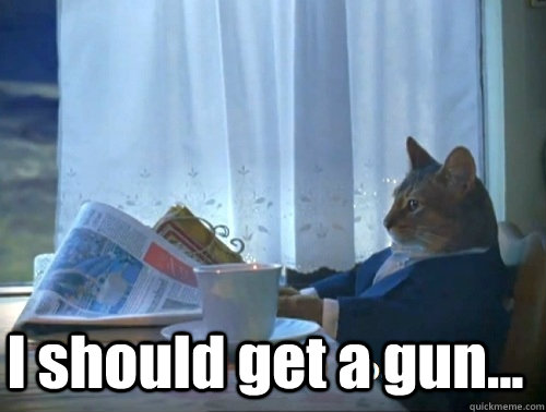 I should get a gun...   Rich cat is rich
