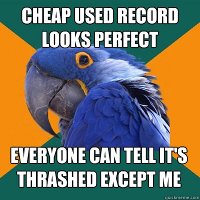 cheap USED record LOOKS PERFECT EVERYONE CAN TELL it's thrashed EXCEPT ME - cheap USED record LOOKS PERFECT EVERYONE CAN TELL it's thrashed EXCEPT ME  Paranoid Parrot