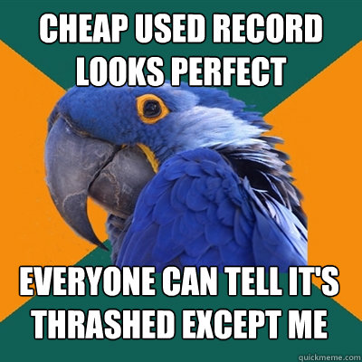 cheap USED record LOOKS PERFECT EVERYONE CAN TELL it's thrashed EXCEPT ME  Paranoid Parrot