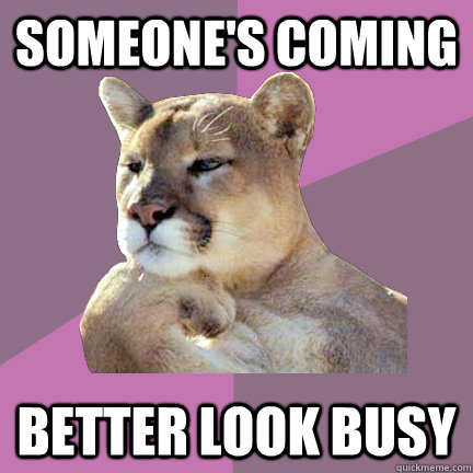 someone's coming better look busy - someone's coming better look busy  Poetry Puma