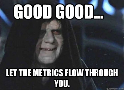 good good... Let the metrics flow through you.  Let the hate flow through you