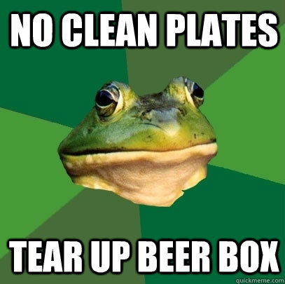 No Clean Plates Tear up beer box  Foul Bachelor Frog