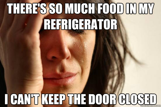 There's so much food in my refrigerator I can't keep the door closed  First World Problems