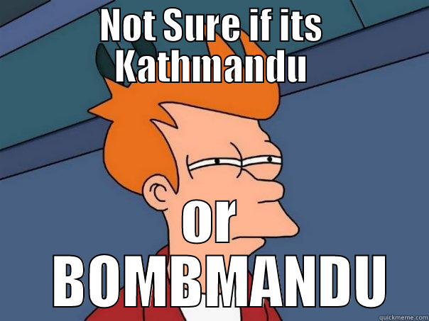 NOT SURE IF ITS KATHMANDU OR   BOMBMANDU Futurama Fry