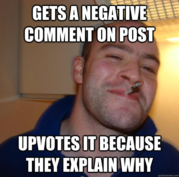 gets a negative comment on post Upvotes it because they explain why - gets a negative comment on post Upvotes it because they explain why  Misc