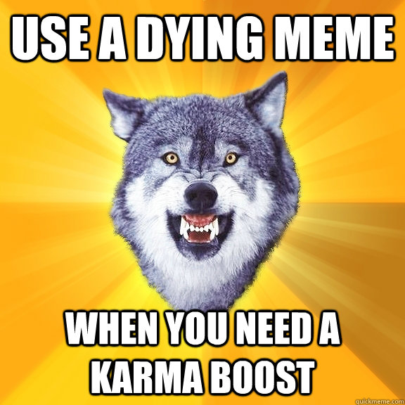 Use a dying meme when you need a karma boost - Use a dying meme when you need a karma boost  Courage Wolf