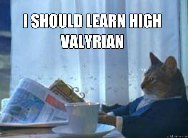 I should learn high valyrian   I should buy a boat cat