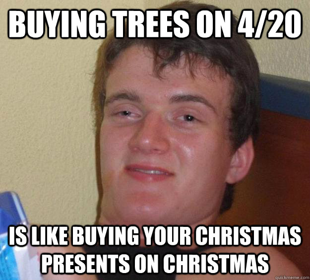 Buying trees on 4/20 Is like buying your Christmas presents on Christmas - Buying trees on 4/20 Is like buying your Christmas presents on Christmas  10 Guy
