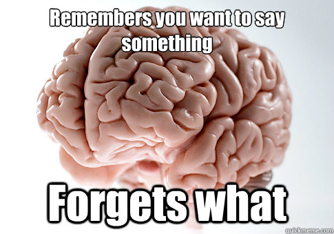 Remembers you want to say something Forgets what  Scumbag Brain
