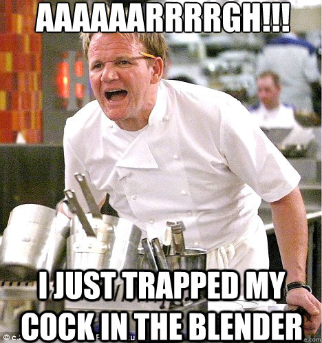 aaaaaarrrrgh!!! i just trapped my cock in the blender  Angry Chef