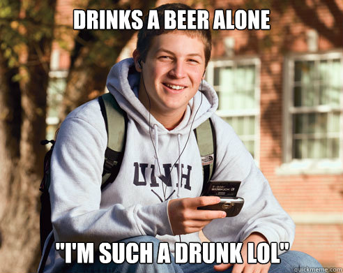 drinks a beer alone 