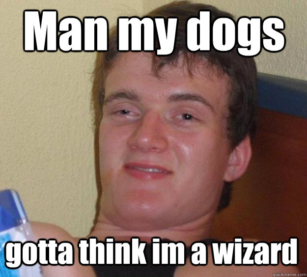 Man my dogs gotta think im a wizard  Over-Stoned Dave