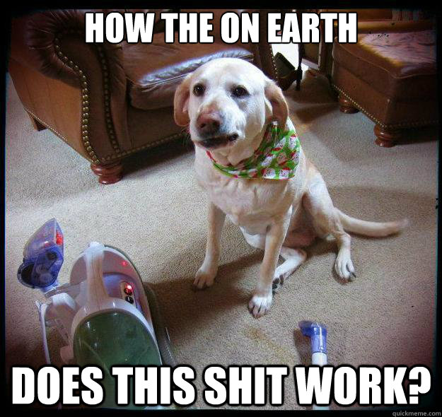 How the on earth Does this shit work? - How the on earth Does this shit work?  Confused Dog