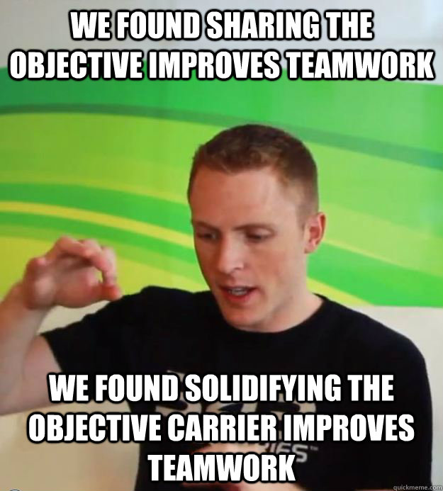 we found sharing the objective improves teamwork we found solidifying the objective carrier improves teamwork - we found sharing the objective improves teamwork we found solidifying the objective carrier improves teamwork  343i Logic