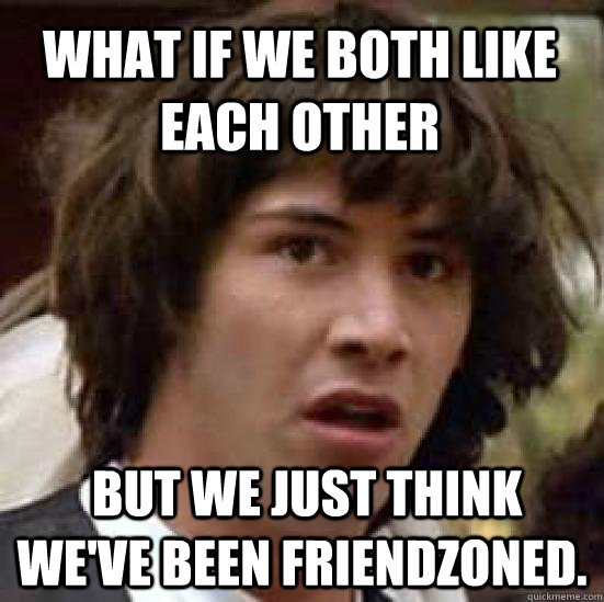 What if we both like each other  but we just think we've been friendzoned. - What if we both like each other  but we just think we've been friendzoned.  conspiracy keanu