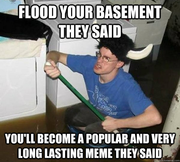 Flood your basement they said You'll become a popular and very long lasting meme they said  They said