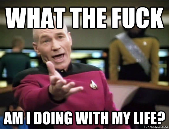What the fuck am i doing with my life?  Annoyed Picard HD
