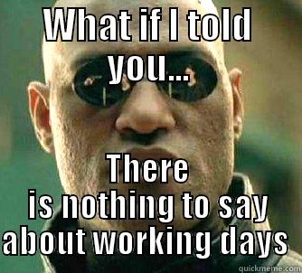 WHAT IF I TOLD YOU... THERE IS NOTHING TO SAY ABOUT WORKING DAYS  Matrix Morpheus