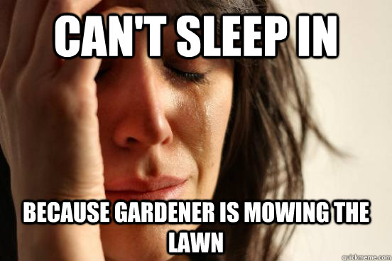 can't sleep in because gardener is mowing the lawn  First World Problems