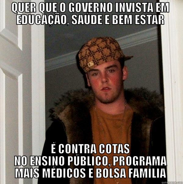 QUER QUE O GOVERNO INVISTA EM EDUCAÇÃO, SAÚDE E BEM ESTAR É CONTRA COTAS NO ENSINO PÚBLICO, PROGRAMA MAIS MÉDICOS E BOLSA FAMÍLIA Scumbag Steve