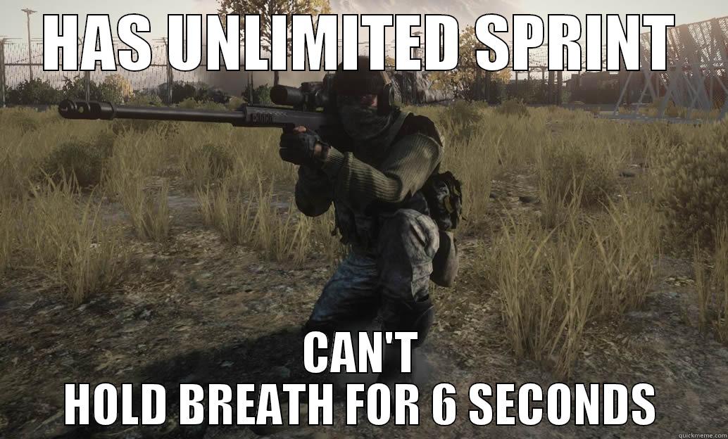 BF3 RUNNING AND SNIPING LOGIC - HAS UNLIMITED SPRINT CAN'T HOLD BREATH FOR 6 SECONDS Misc