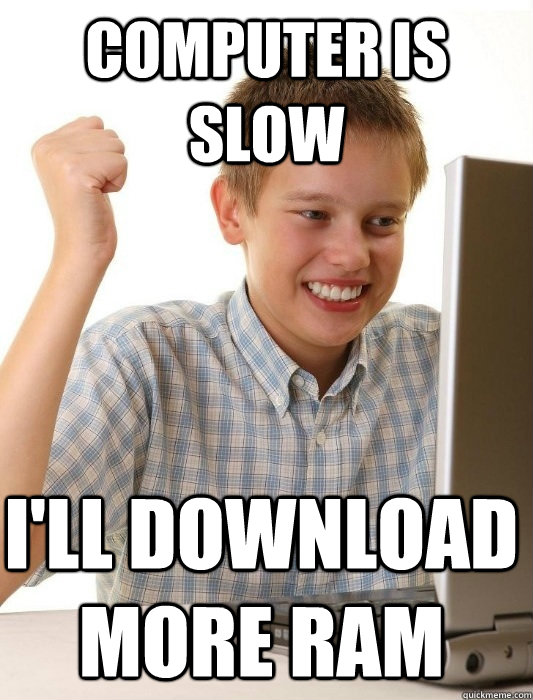 COmputer is  slow I'll download more RAM  First Day on the Internet Kid