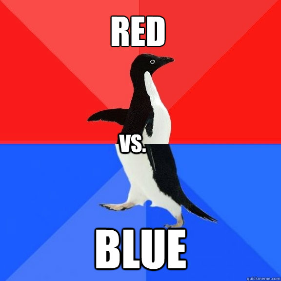 REd Blue vs.  Socially Awksome Penguin