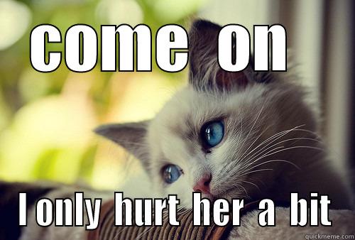 COME  ON   I ONLY  HURT  HER  A  BIT First World Problems Cat