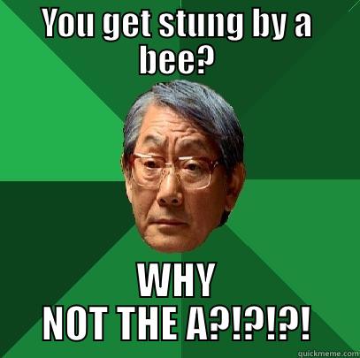 You got stung by a bee?  WHY NOT THE A?!?!?! - YOU GET STUNG BY A BEE? WHY NOT THE A?!?!?! High Expectations Asian Father