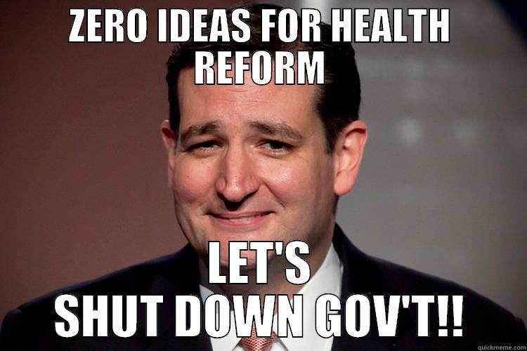 ZERO IDEAS FOR HEALTH REFORM LET'S SHUT DOWN GOV'T!! Misc