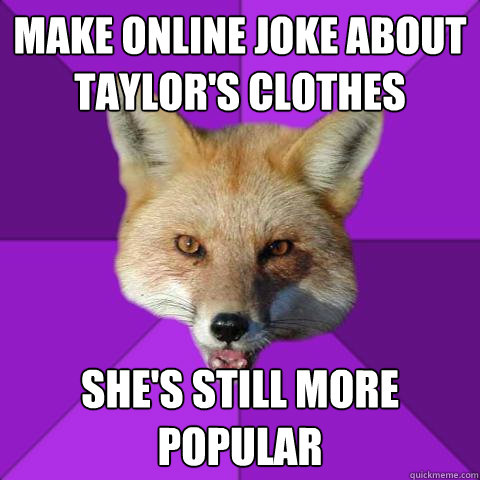 Make online joke about Taylor's clothes She's still more popular  Forensics Fox